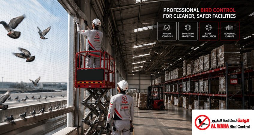 Professional warehouse bird control UAE installation by Alwaha Bird Control