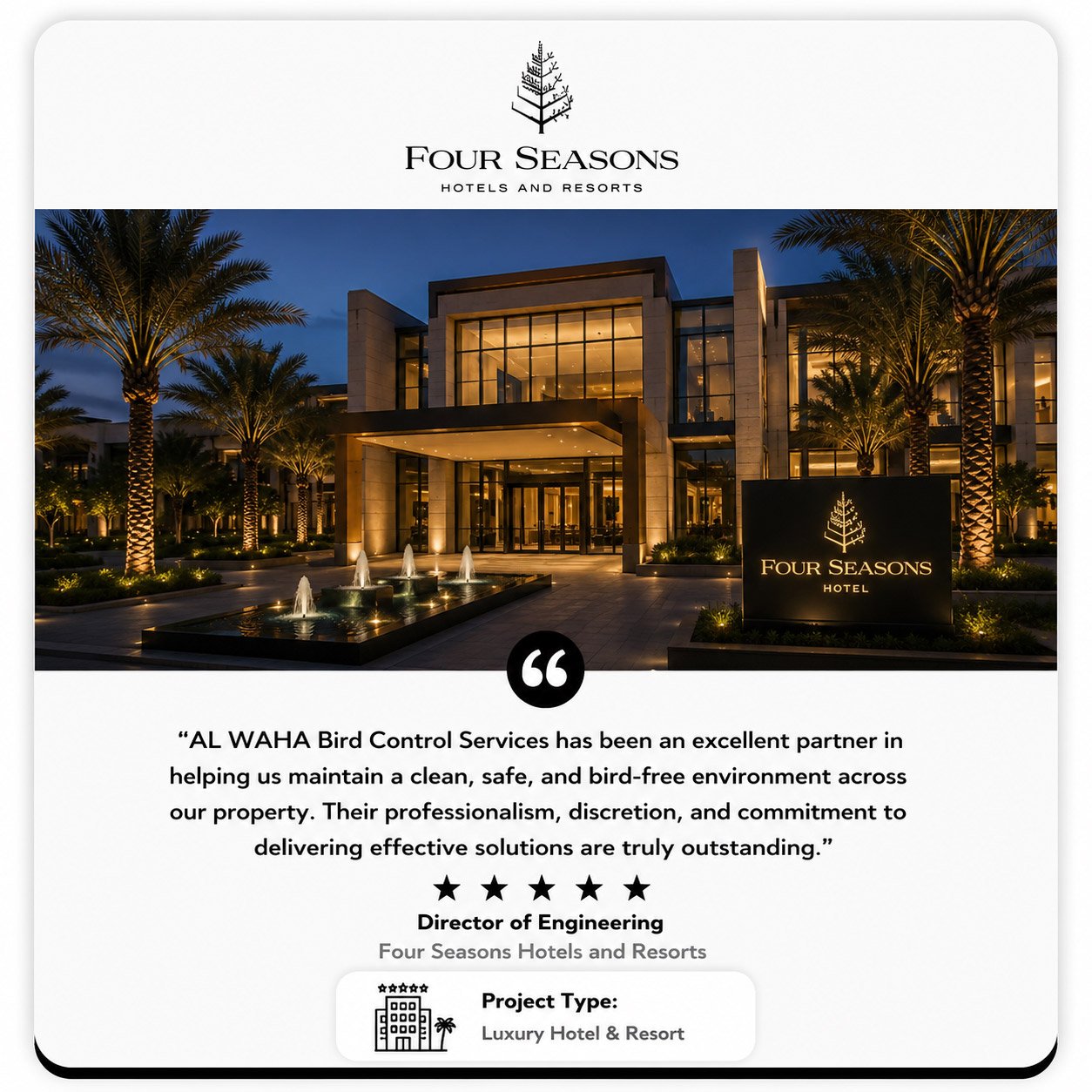 AL WAHA Bird Control testimonial