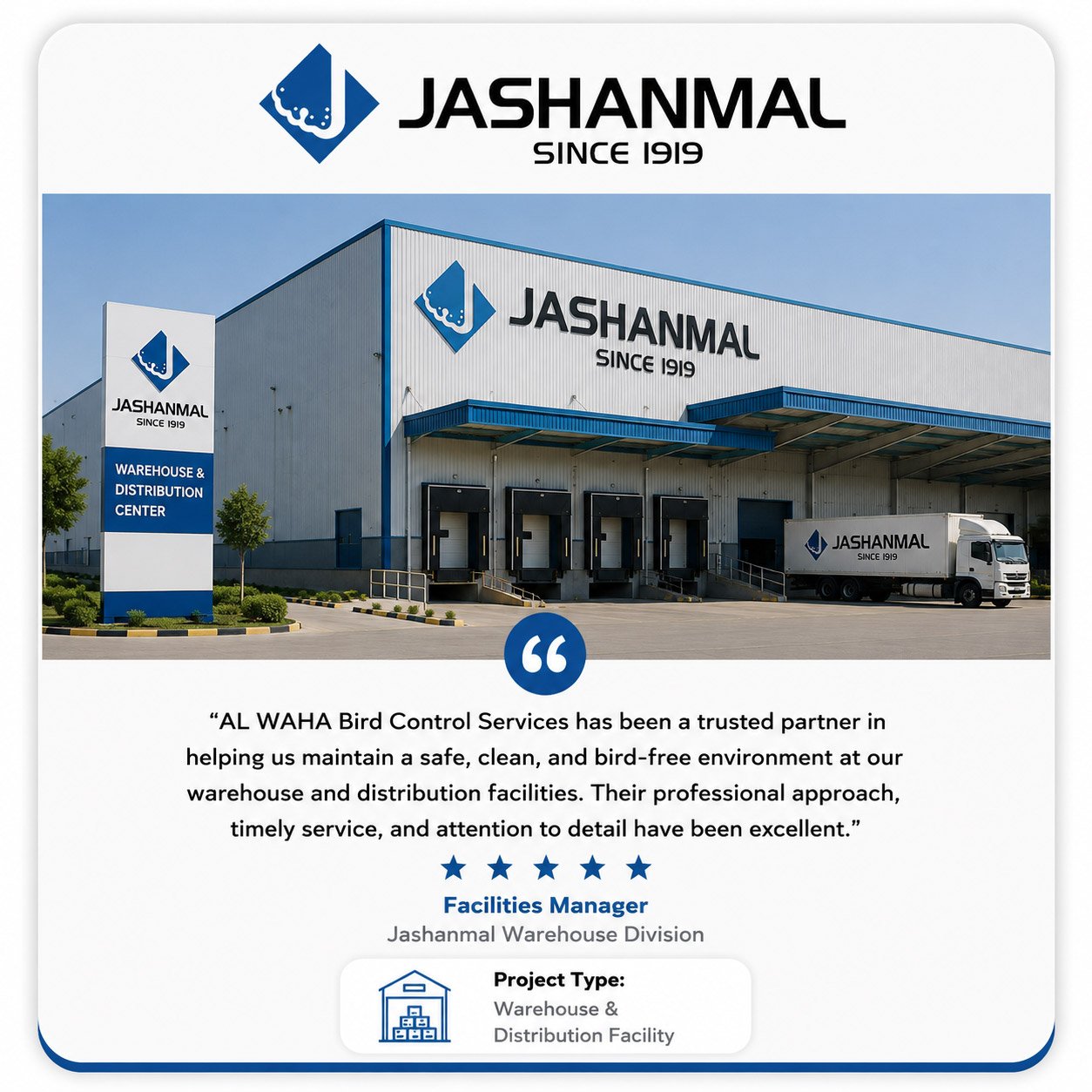 AL WAHA Bird Control testimonial